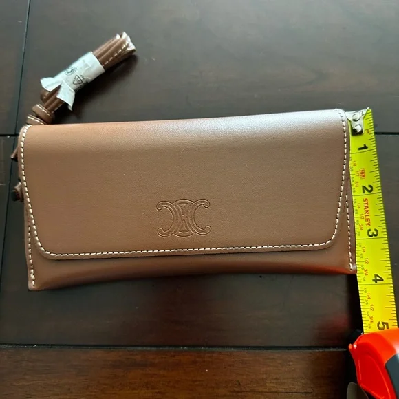 Authentic Celine Brown Leather Sunglass/Eyeglass case with Strap Celine Leather Sunglasses Case - Brown Crossbody Bags  main image 3